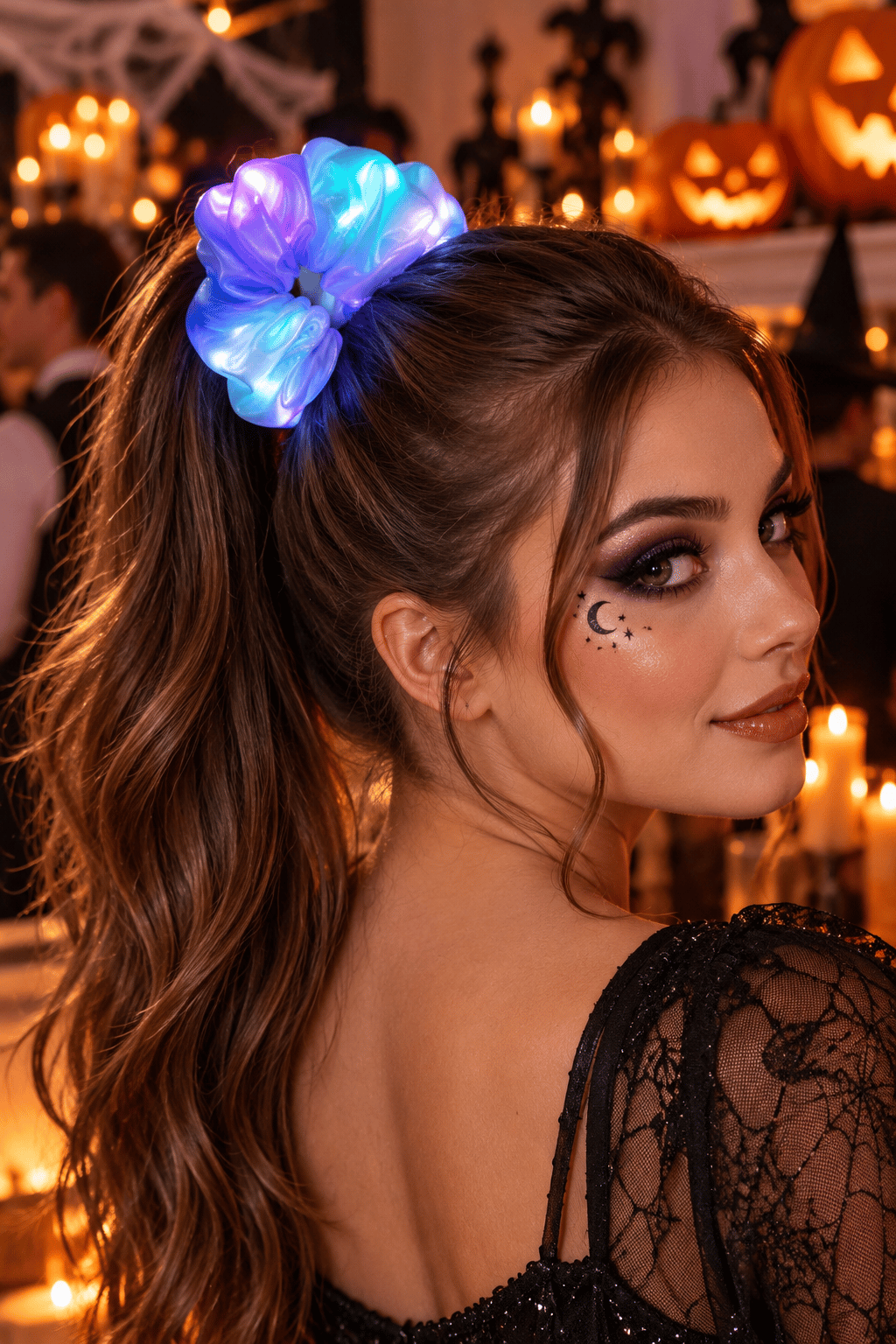 3 Mod Işıklı LED Saç Tokası Renkli Parlayan Scrunchie Parti Festival Saç Aksesuarı