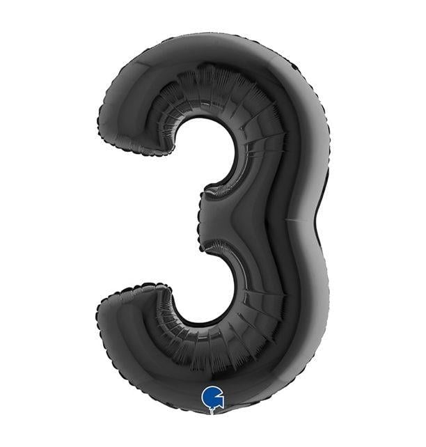 3 Rakam Folyo Balon Siyah 40Inc 100cm