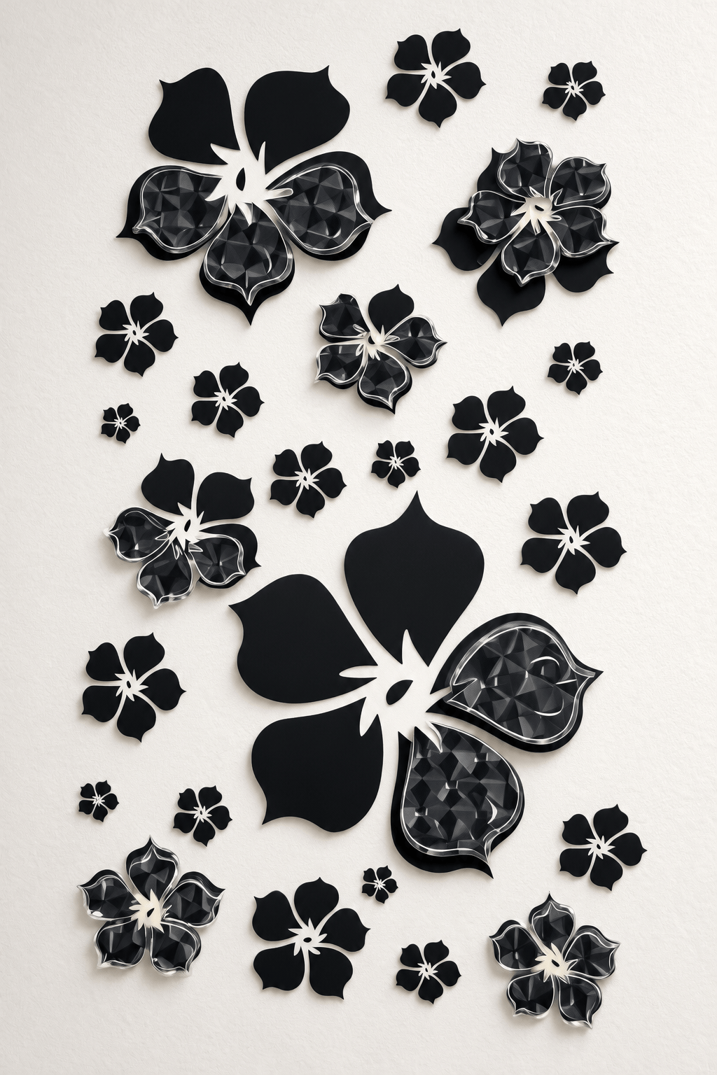 3D Simli Çiçekli Duvar Stickerı 32x50 Duvar Dekarasyonu