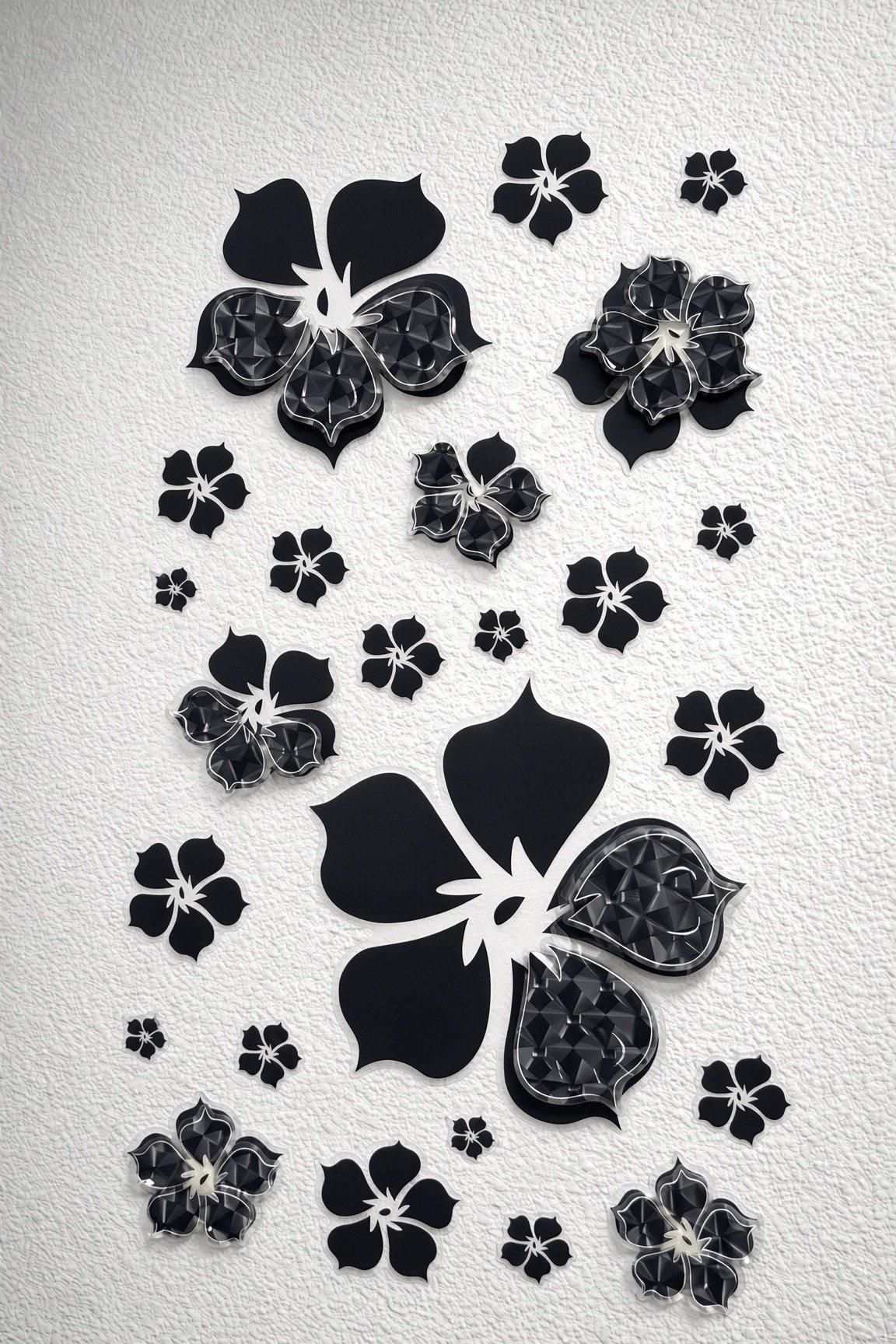3D Simli Çiçekli Duvar Stickerı 32x50 Duvar Dekarasyonu