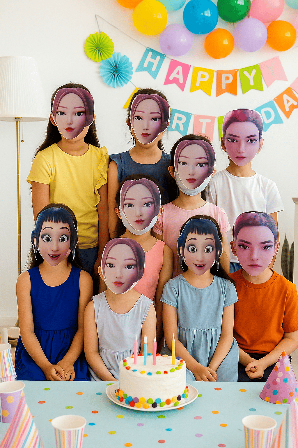 6'lı Paket Lisanslı K-pop Hunterix Demon Hunters İblis Avcıları Karton Maske Seti - Parti ve Etkinlik Kostümü Aksesuarı