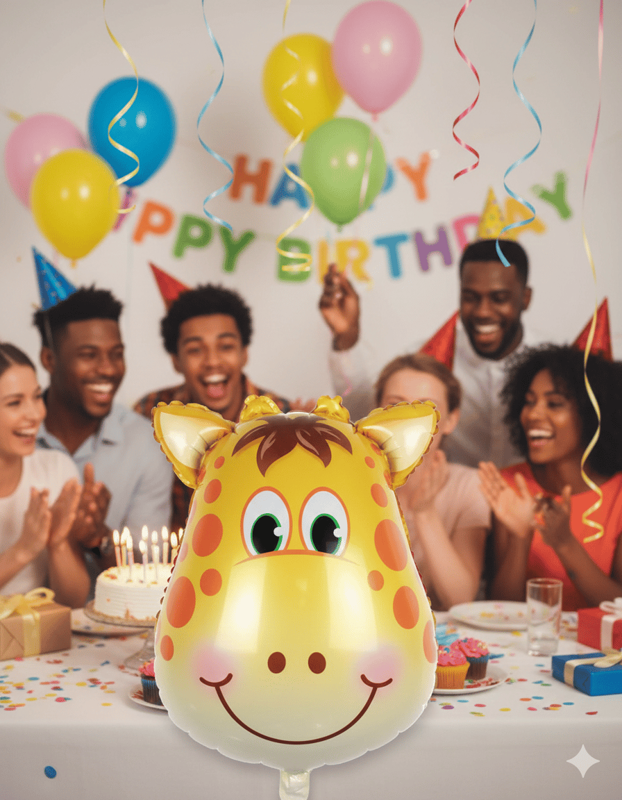 8 İnç Safari Zürafa Folyo Balon - Doğum Günü Parti Dekorasyon Balonu