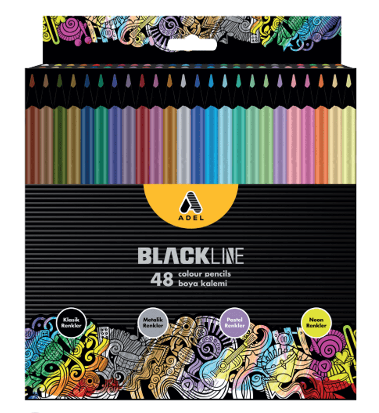 Adel Blackline Boya Kalemi Karma 48 li