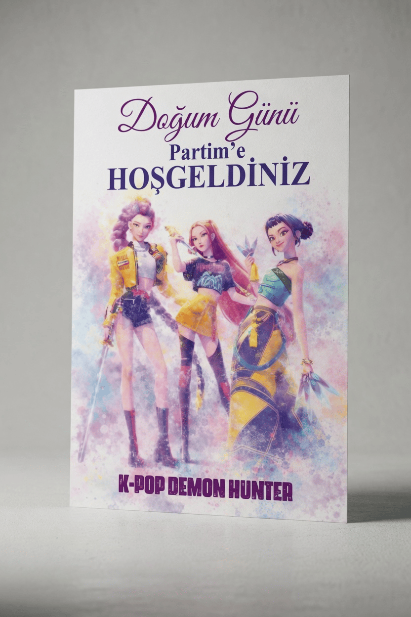 Afiş K-POP Demon Hunters Doğum Günü Parti Posteri 70*100 cm