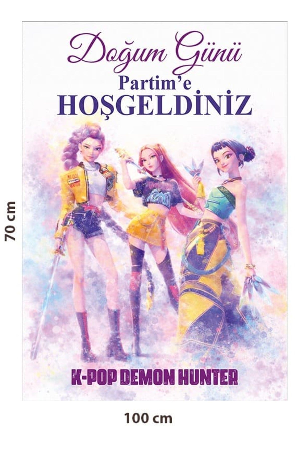 Afiş K-POP Demon Hunters Doğum Günü Parti Posteri 70*100 cm