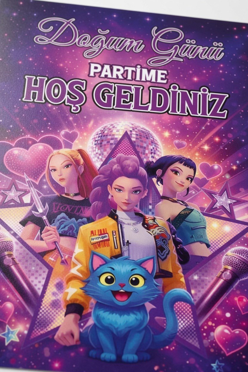 Afiş K-POP Huntrix Doğum Günü Afişi Arka Fon 70*100 cm BRANDA