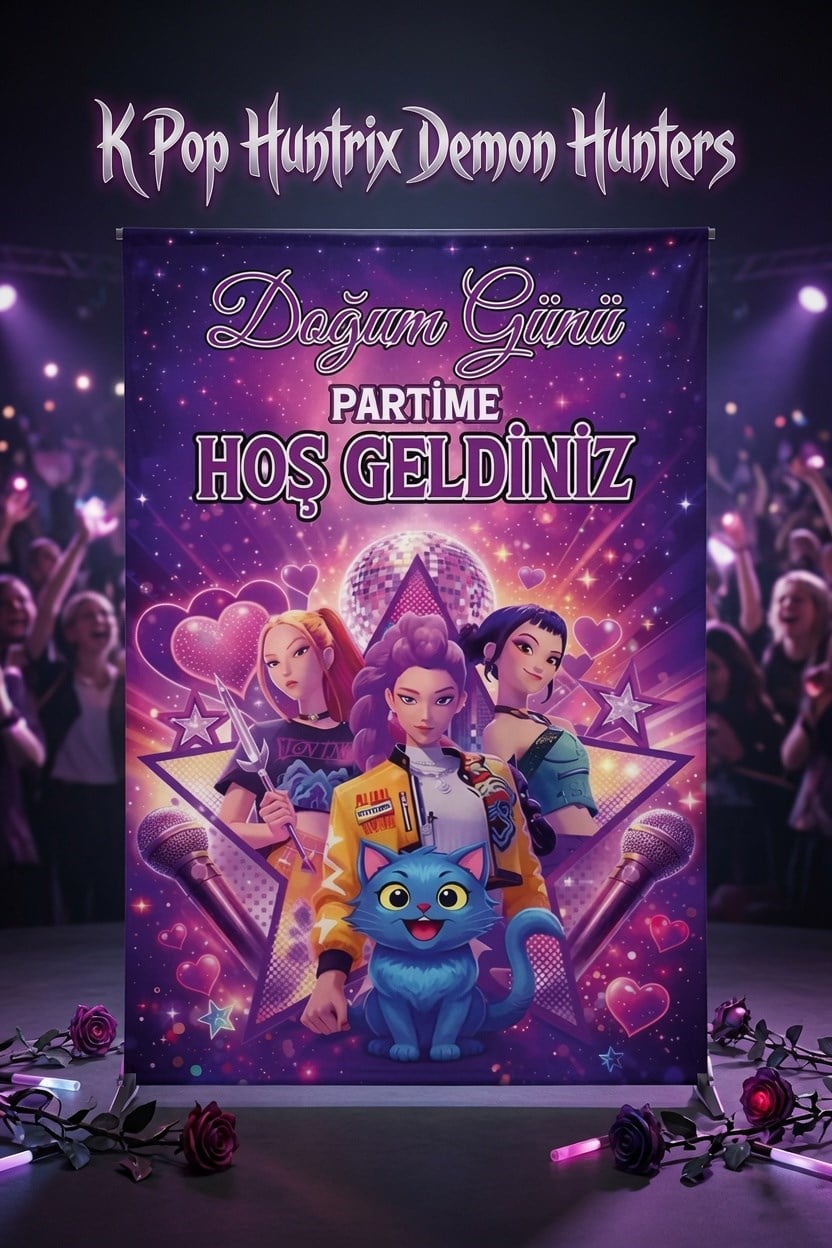 Afiş K-POP Huntrix Doğum Günü Afişi Arka Fon 70*100 cm BRANDA
