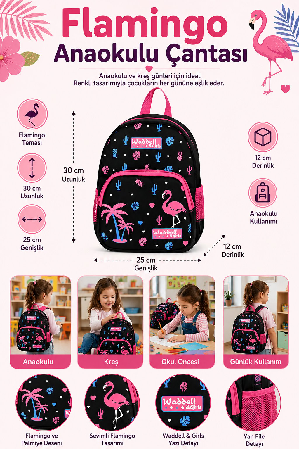 Anaokul Çantası Waddell Flamingo 3019