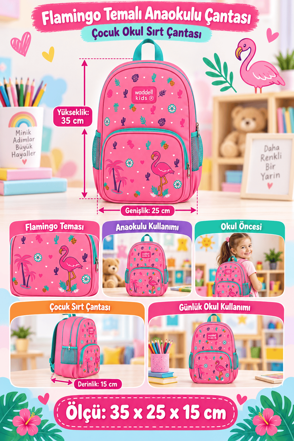 Anaokul Çantası Waddell girls FLAMİNGO 24102