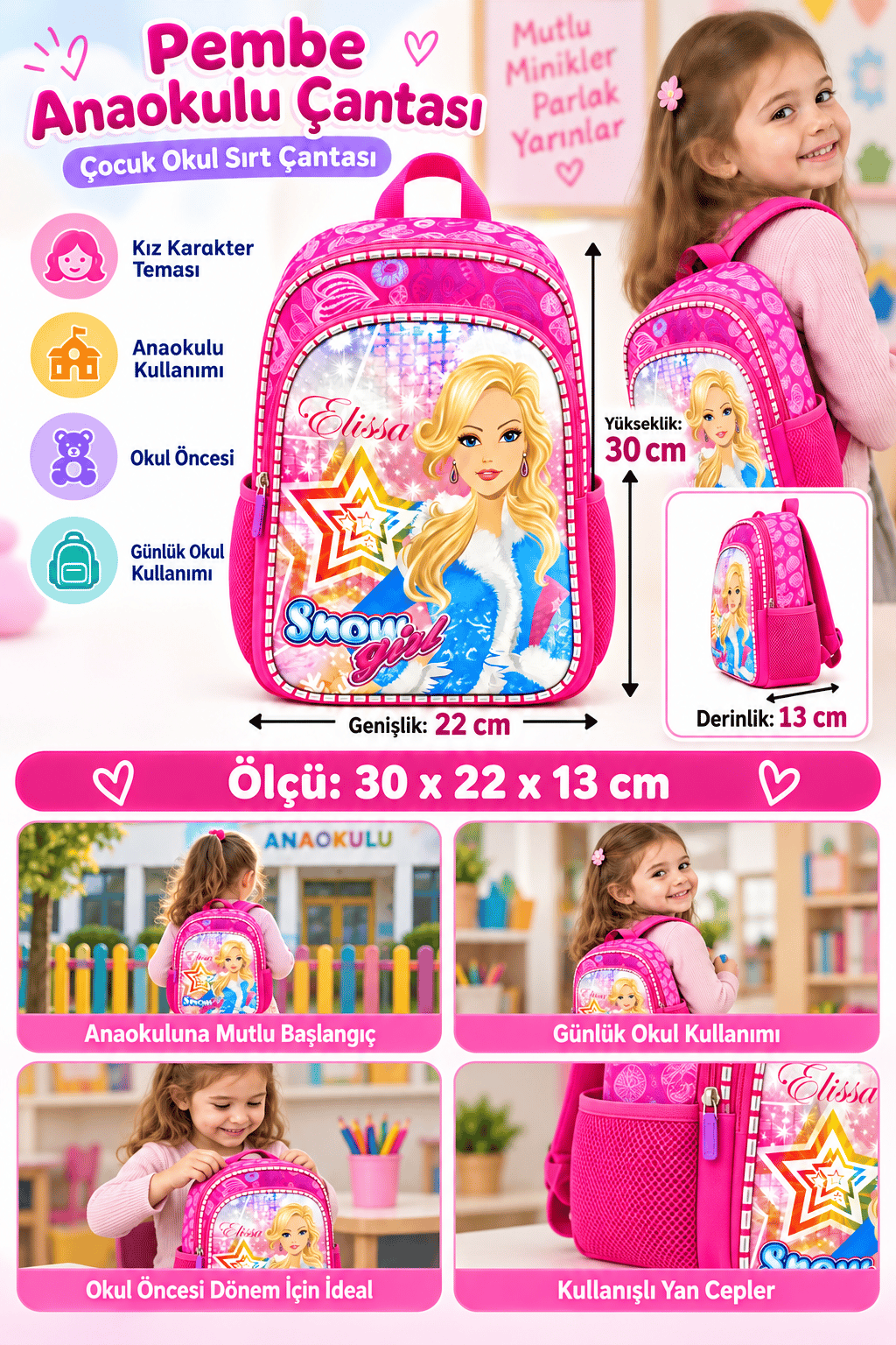 Anaokulu Çantası Mb-144 Yarasa Mıkro SNOW GİRL