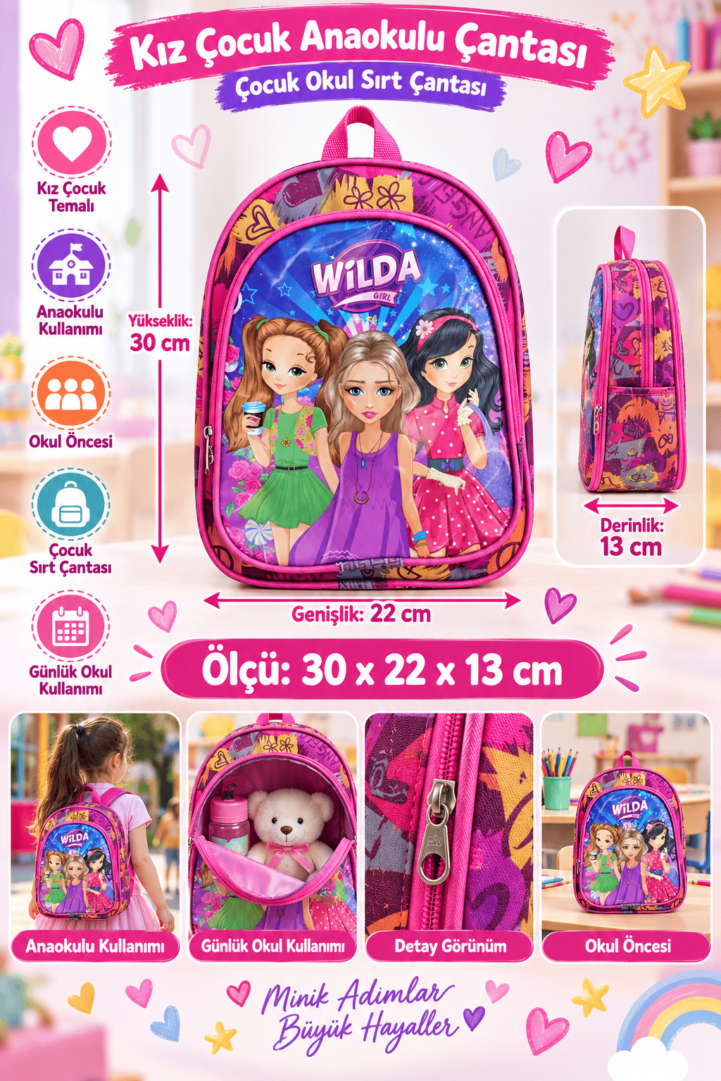 Anaokulu çantası wilda girl 8068