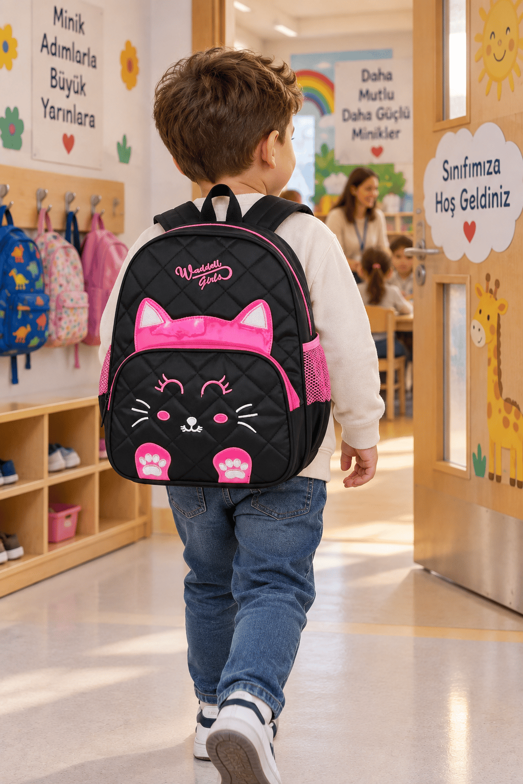 Anaokulu Sırt Çantası  Waddell 24104 Kedi Desenli Kapitone
