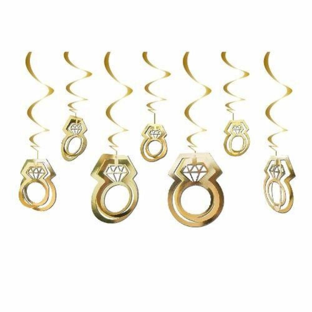 Asmalı tavan sarkıt süsü 3D 3 Boyutlu Yüzük Gold  Bride, Bekarlığa veda, evlenme teklifi