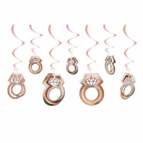 Asmalı tavan sarkıt süsü 3D 3 Boyutlu Yüzük Rosegold  Bride, Bekarlığa veda, evlenme teklifi