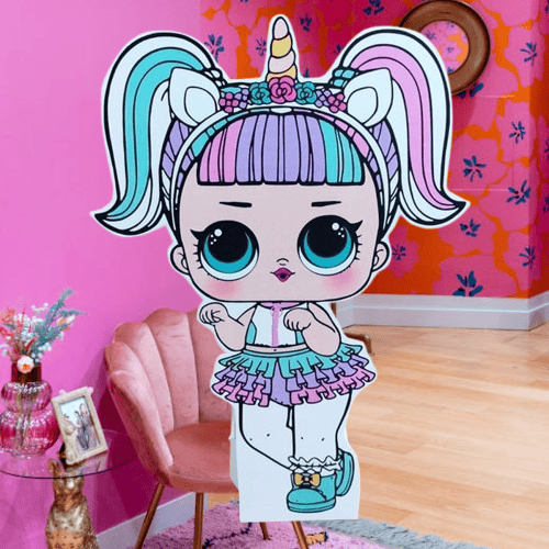 Ayaklı pano Lol Bebek Unicorn Temalı 50x30 cm Doğum günü Masa Dekoru Oda Süsü