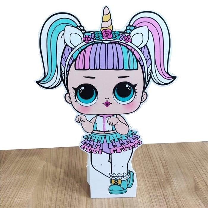 Ayaklı pano Lol Bebek Unicorn Temalı 50x30 cm Doğum günü Masa Dekoru Oda Süsü