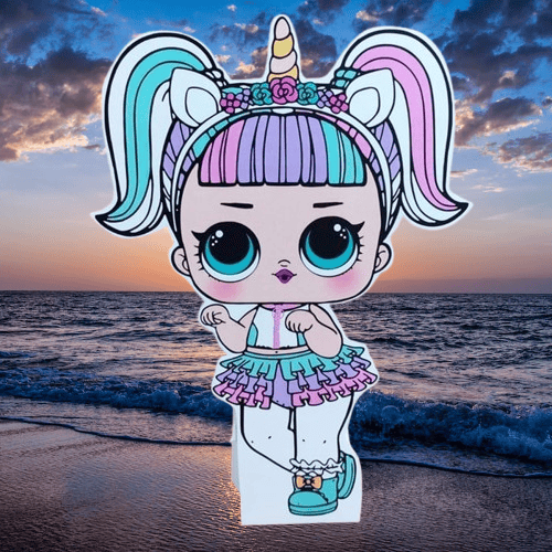 Ayaklı pano Lol Bebek Unicorn Temalı 50x30 cm Doğum günü Masa Dekoru Oda Süsü