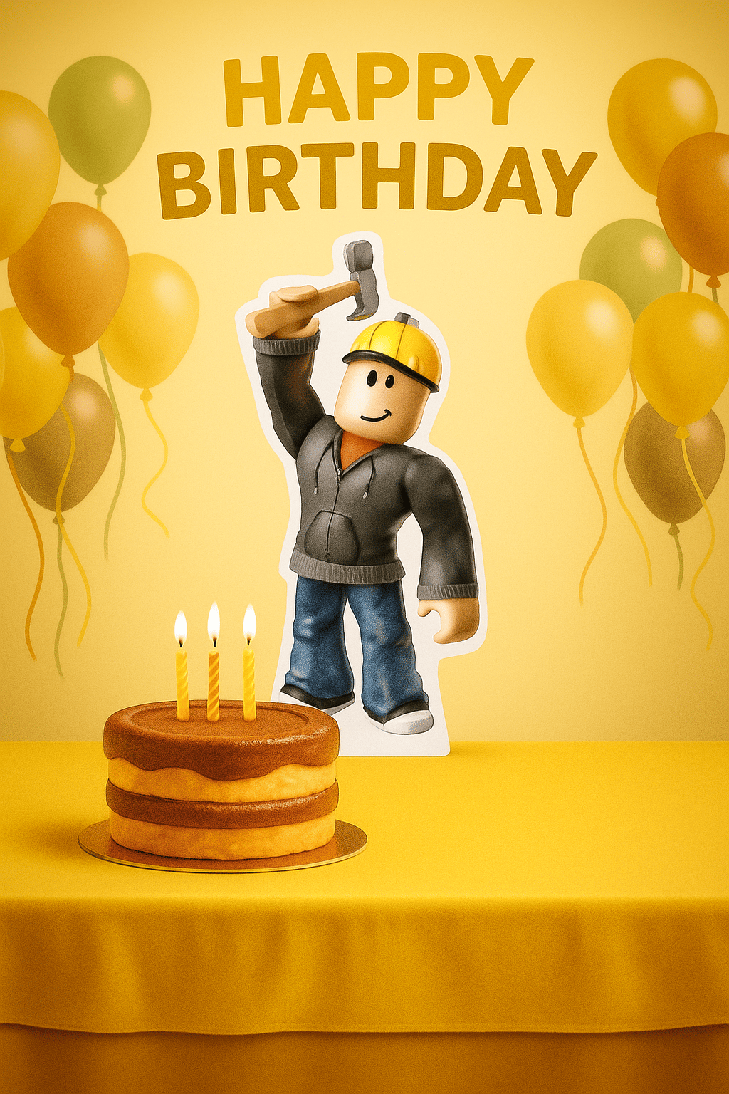 Ayaklı Pano Roblox Builderman Temalı  35x17 cm Doğum Günü Masa Süsü Oda Dekoru