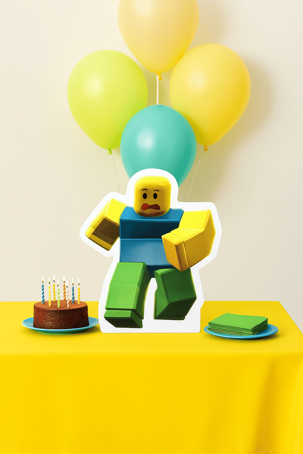 Ayaklı Pano Roblox Noob Temalı 33x29 cm Doğum Günü Masa Dekoru Çocuk Odası Süsü