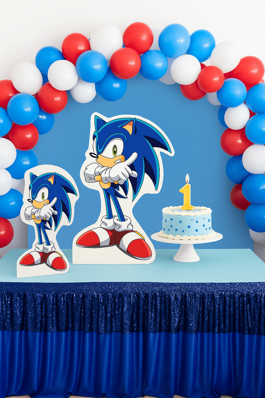 Ayaklı pano Sonic Boom 33X24 cm Mavi Kirpi Doğum Günü Masa Dekoru Çocuk Odası Süsü