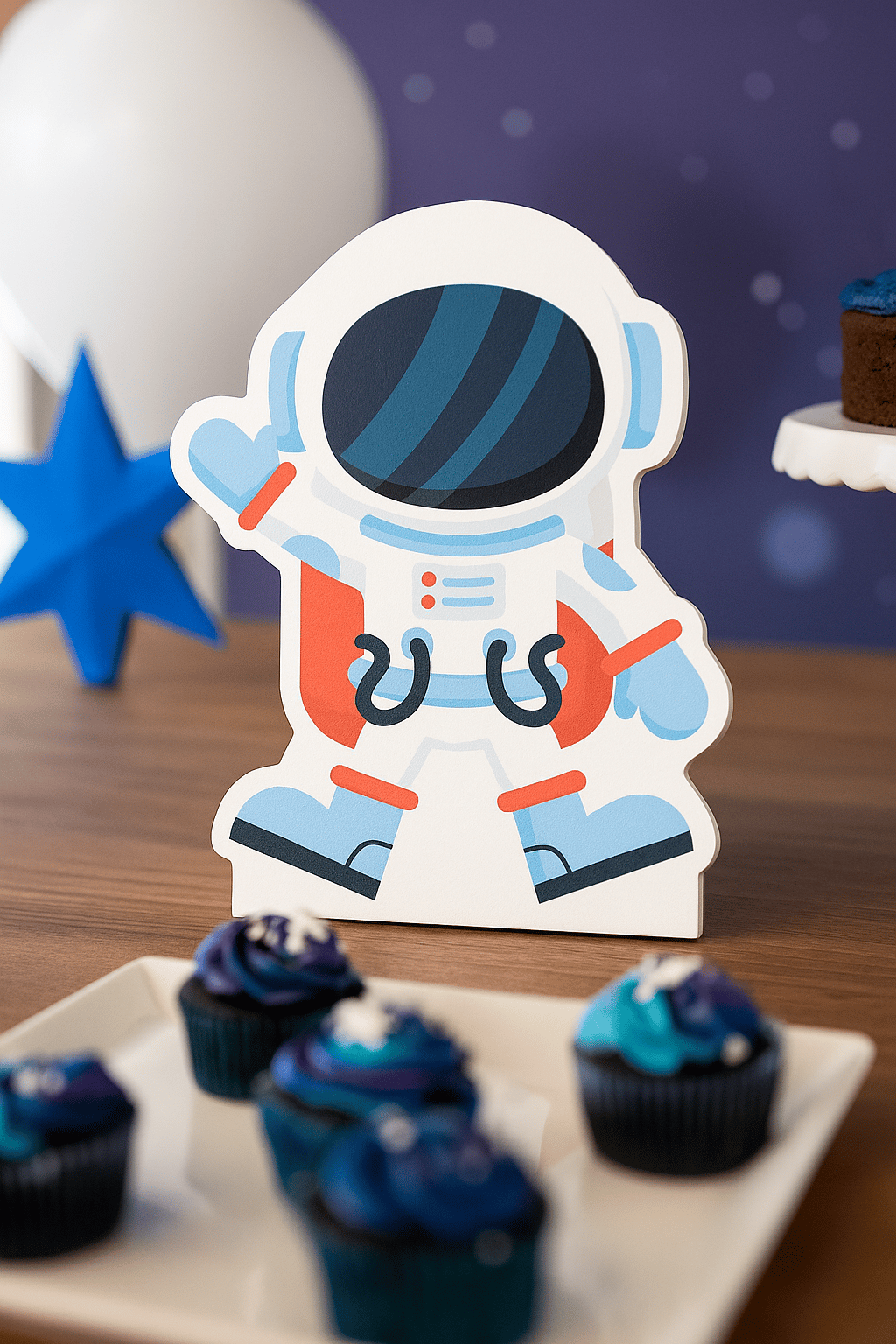 Ayaklı pano Uzay Temalı Astronot 34x28 cm Doğum Günü Aksesuarı