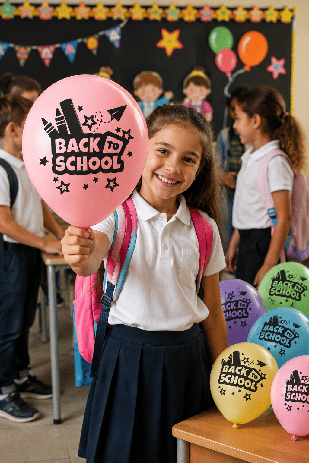 Balon 10LU Okulda İlk Günüm-Back Makaron Çift Tara.
