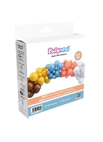 Balon Dekorasyon Seti Retro Temalı 72 Parça