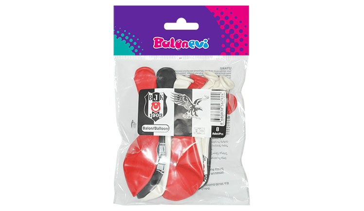 Balon Seti Beşiktaş orjinal lisanslı lateks balon12inç 30 cm 8li paket