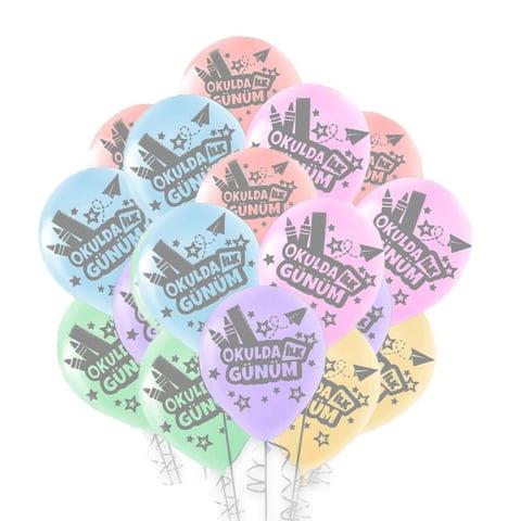 Balon Seti  Okulda İlk Günüm ve Back to School yazılı Makaron Çift Taraflı Bakılı 6 lı Okul Süsleme Balonları