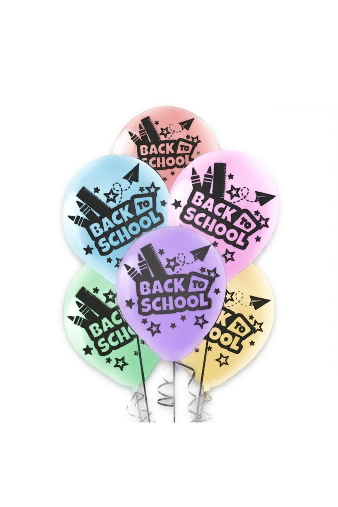 Balon Seti  Okulda İlk Günüm ve Back to School yazılı Makaron Çift Taraflı Bakılı 6 lı Okul Süsleme Balonları