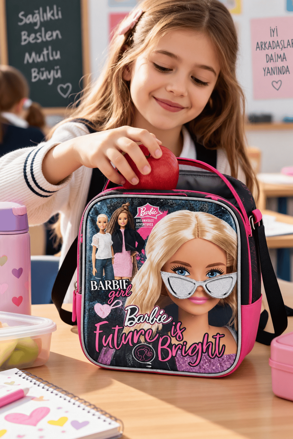 Barbie Beslenme Çantası Çocuk Öğrenci Okul Yemek Çantası Günlük Okul Kullanımı 25x20x10 cm