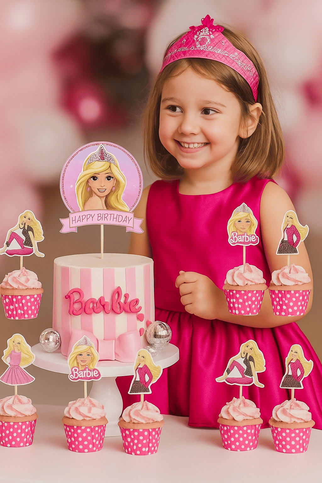 Barbie cake topper set pasta seti 20 kürdan 25 kek kalıbı 1 pasta üstü büyük doğum günü pasta süsü