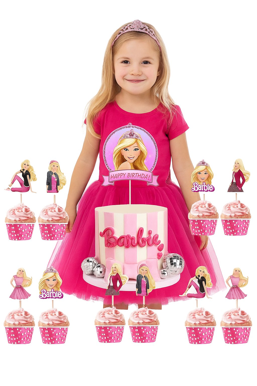 Barbie cake topper set pasta seti 20 kürdan 25 kek kalıbı 1 pasta üstü büyük doğum günü pasta süsü