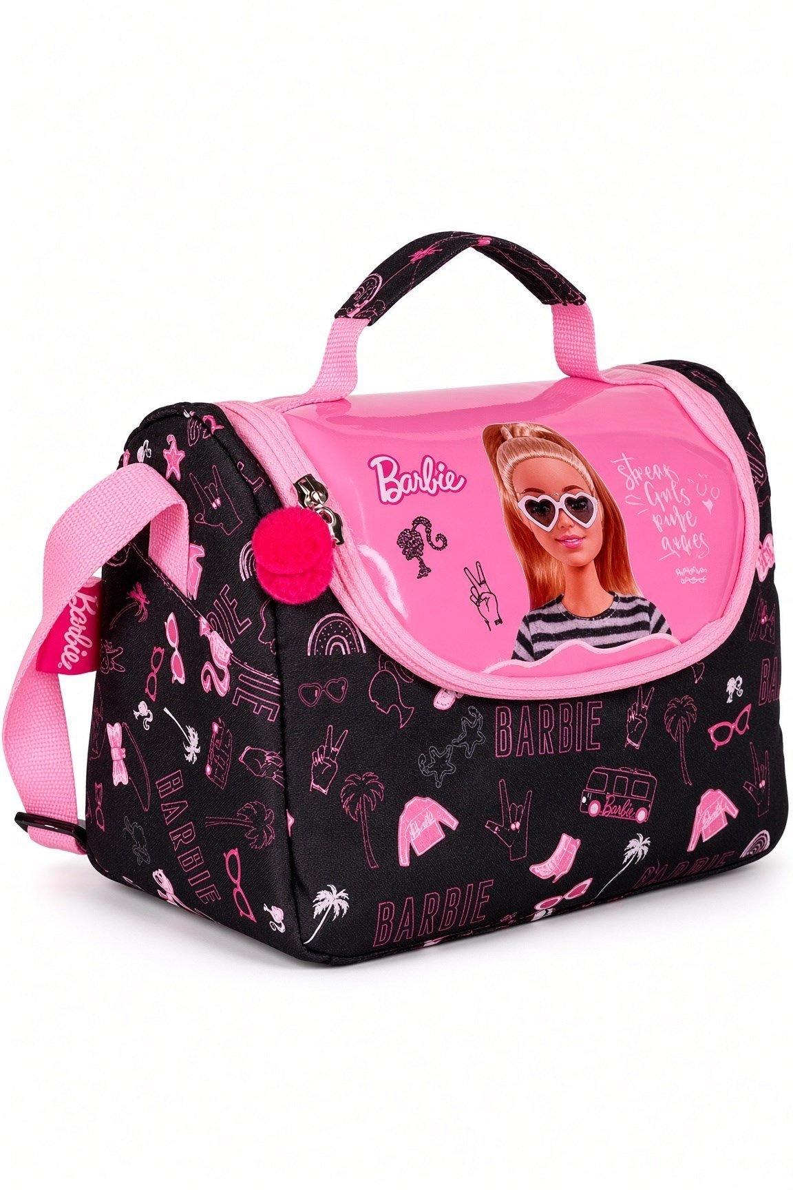 Barbie Kız Çocuk Pembe Termal Beslenme Çantası Okul Yemek Çantası Günlük Kullanım 22x20x12 cm