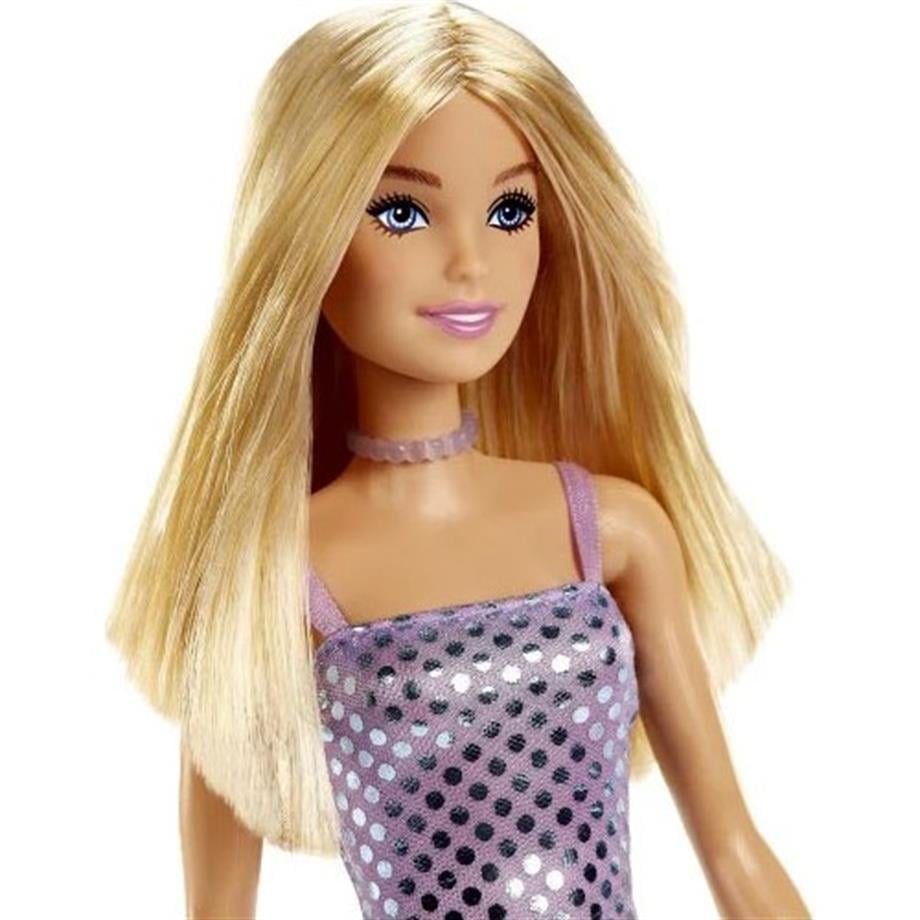 Barbie Pırıltılı Bebekler Mor Elbiseli HJR93