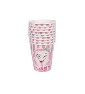 Bardak Karton İLK Dişim  Partisi Pembe 8Oz 8li Diş Buğdayı
