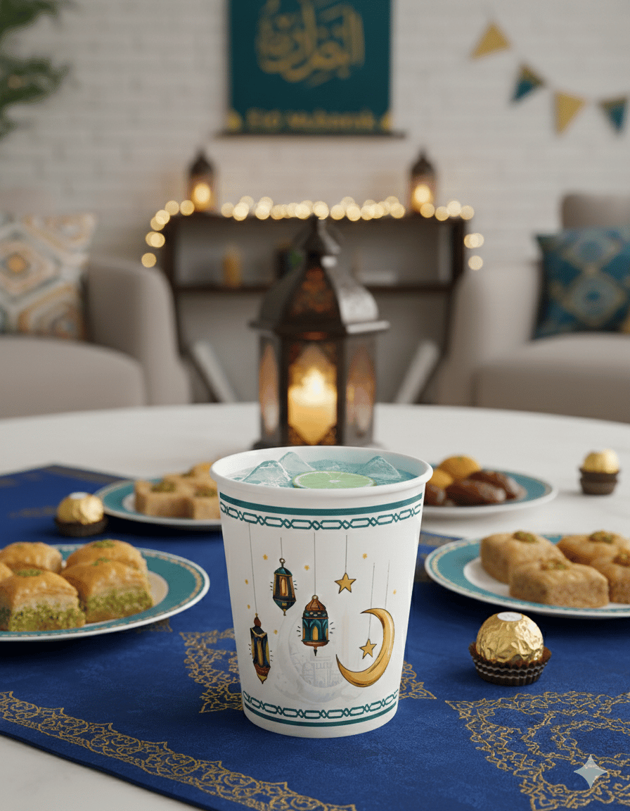 Bardak Ramazan Mavi Tema 23 Cm 8 Parça