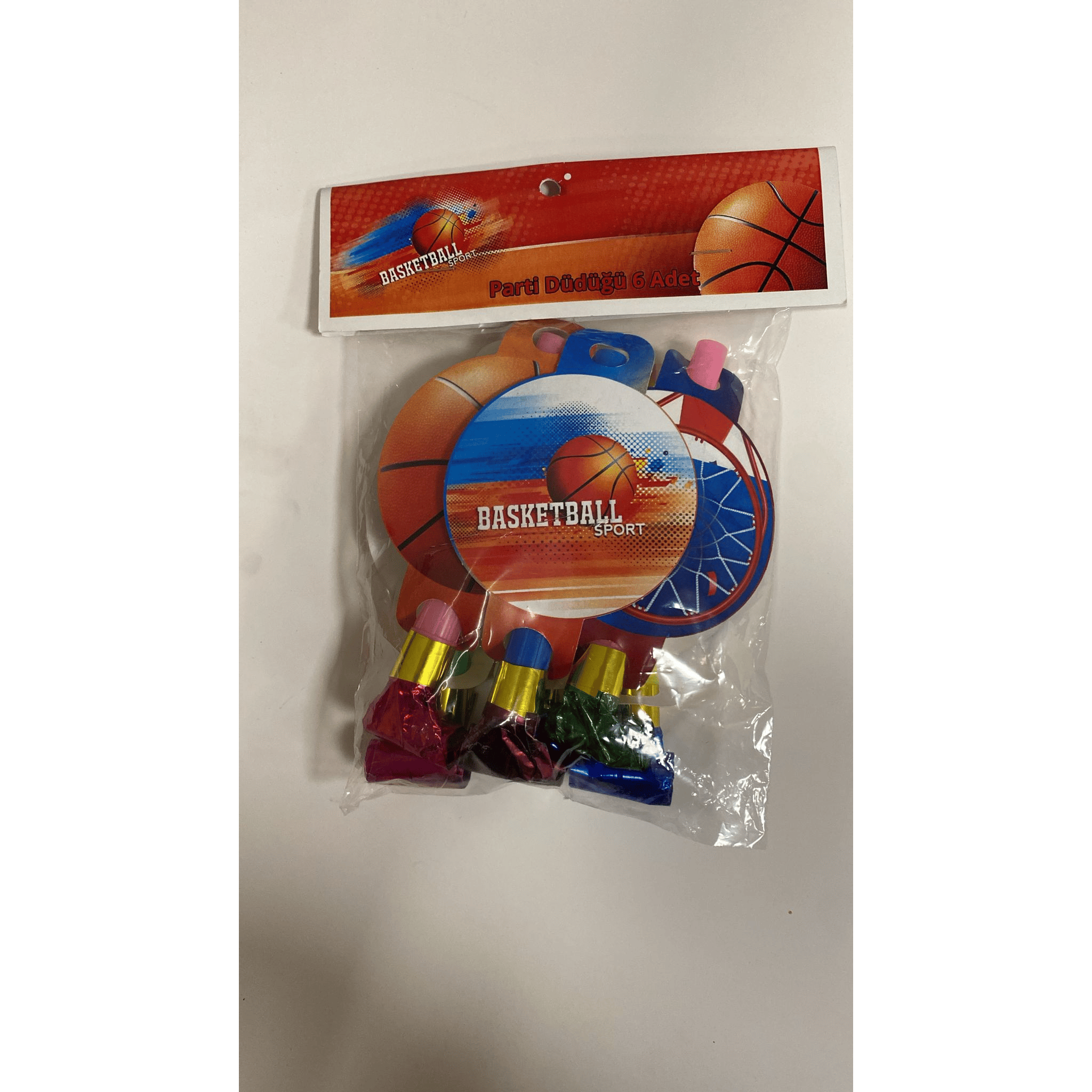 Basketbol temalı kaynana dili, parti düdüğü,(6lı paket) uzayan parti düdüğü,uzat çek düdük f