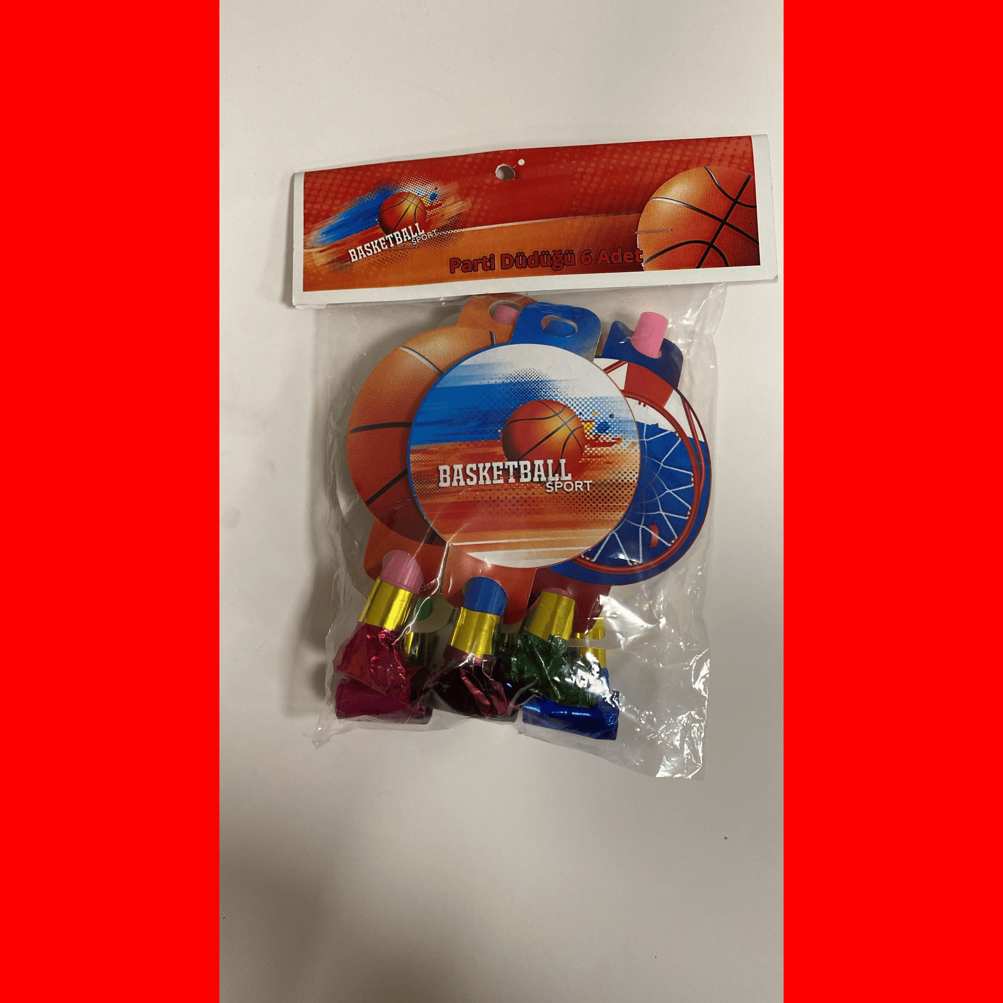 Basketbol temalı kaynana dili, parti düdüğü,(6lı paket) uzayan parti düdüğü,uzat çek düdük f