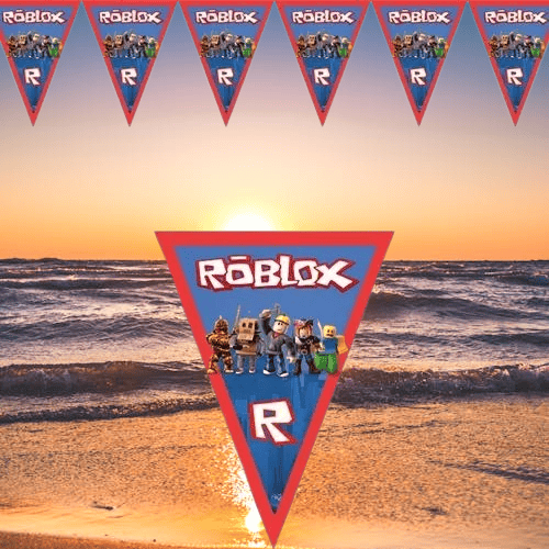 Bayrak Roblox Flama Üçgen Kırlangıç Bayrak 2m uzunluk Kalın Karton Doğum Günü Dekor Süsü