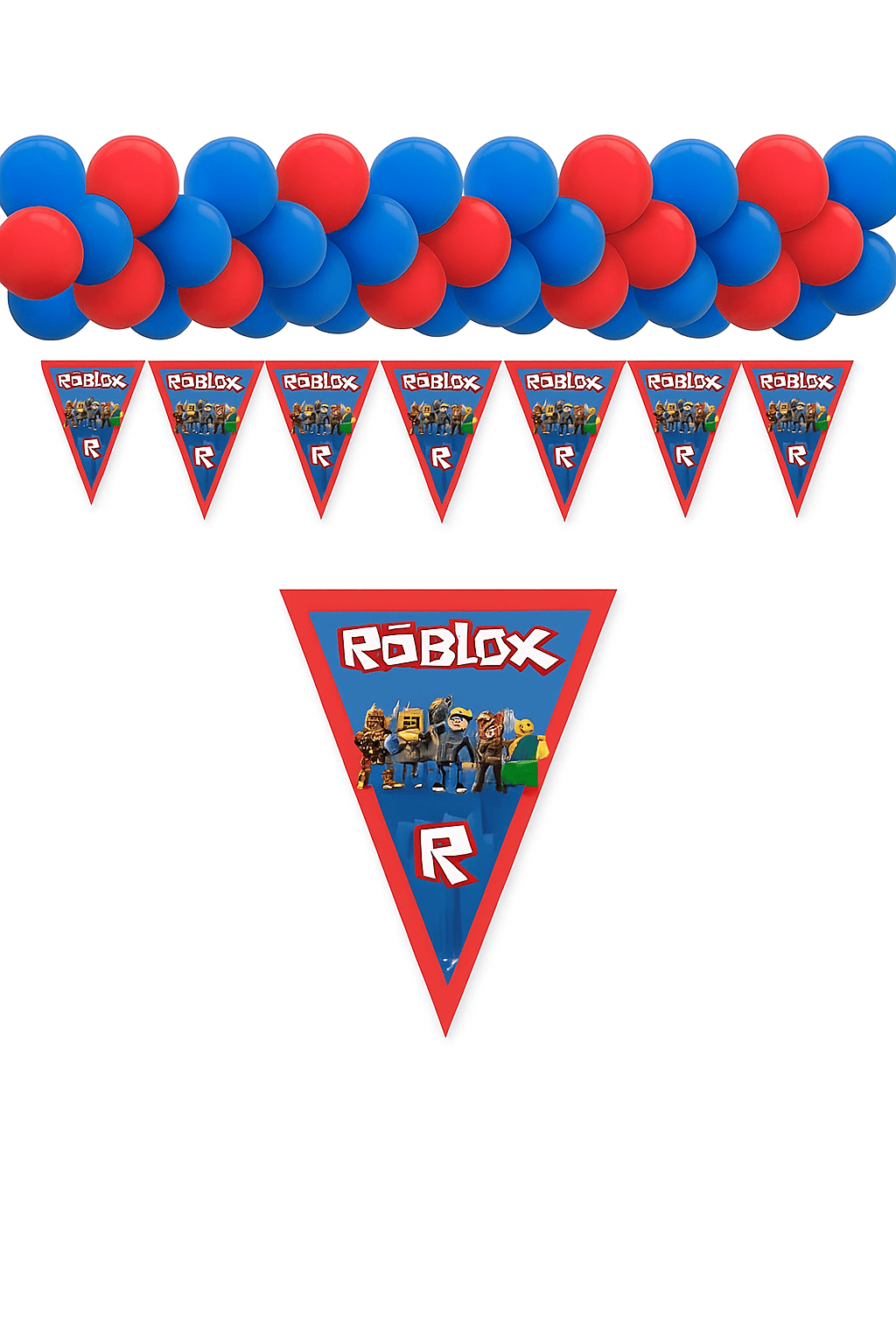 Bayrak Roblox Flama Üçgen Kırlangıç Bayrak 2m uzunluk Kalın Karton Doğum Günü Dekor Süsü