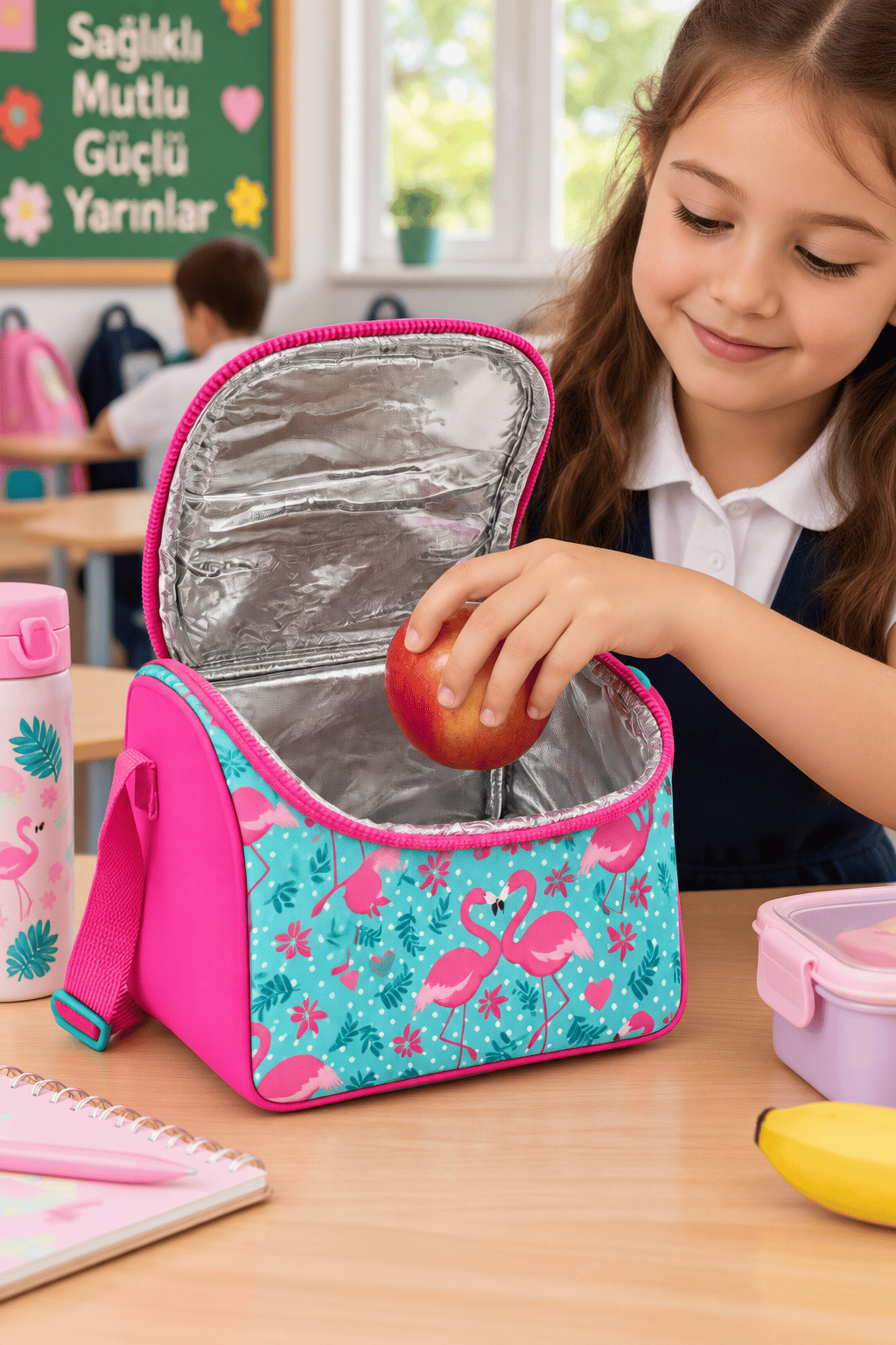 Beslenme çantası K.Yeşil pembe filamingo 3325 term