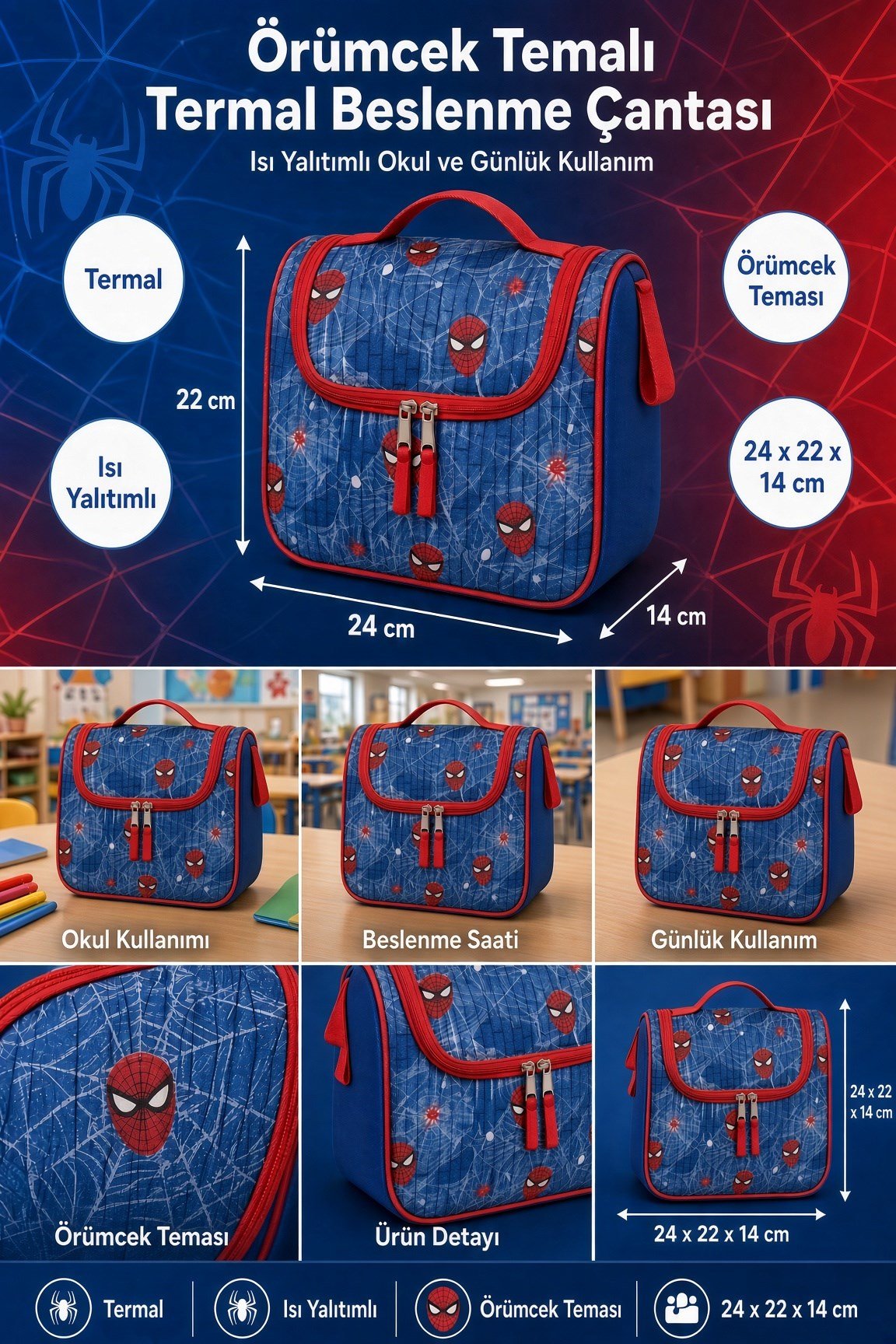 Beslenme çantası termal spiderman ısı yal.3325