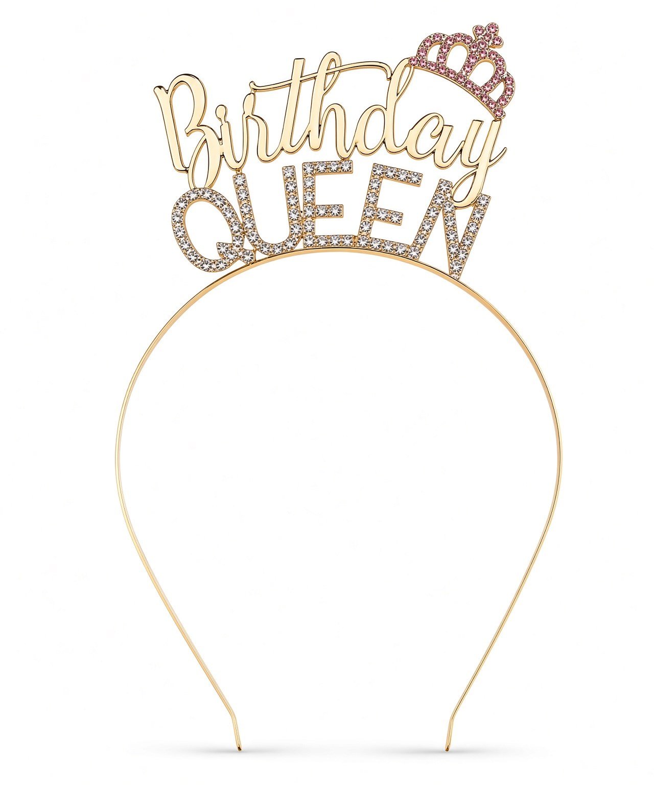 Birthday Queen Metal Saç Tacı Altın Taşlı Görünümlü Doğum Günü Parti ve Fotoğraf Aksesuarı