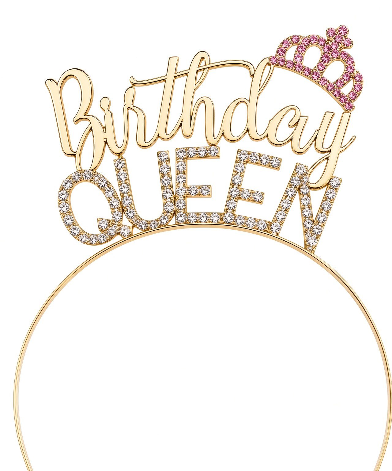 Birthday Queen Metal Saç Tacı Altın Taşlı Görünümlü Doğum Günü Parti ve Fotoğraf Aksesuarı