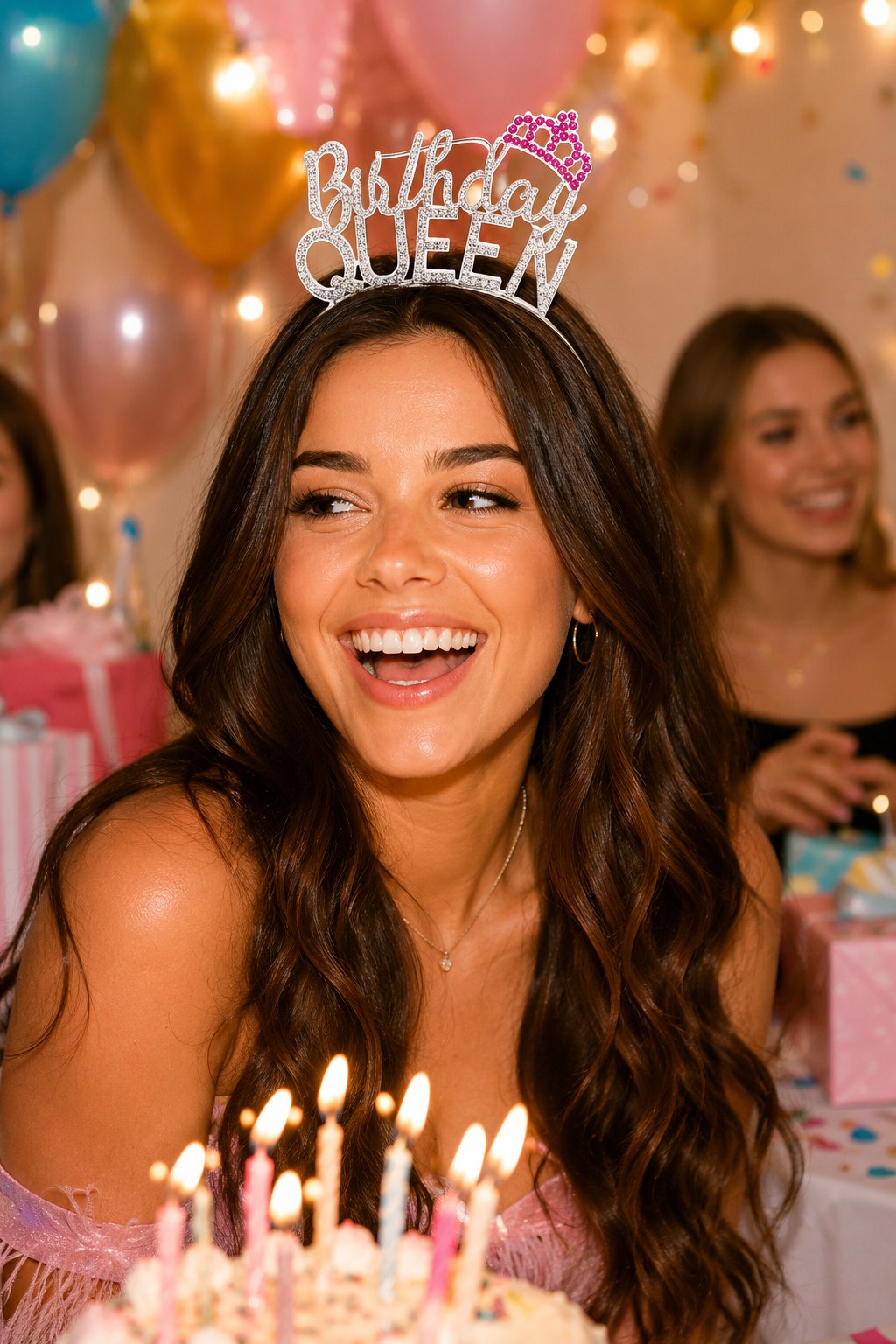 Birthday Queen Taç Metal Taşlı Rose Renk Doğum Günü Parti Tacı Kutlama ve Fotoğraf Aksesuarı