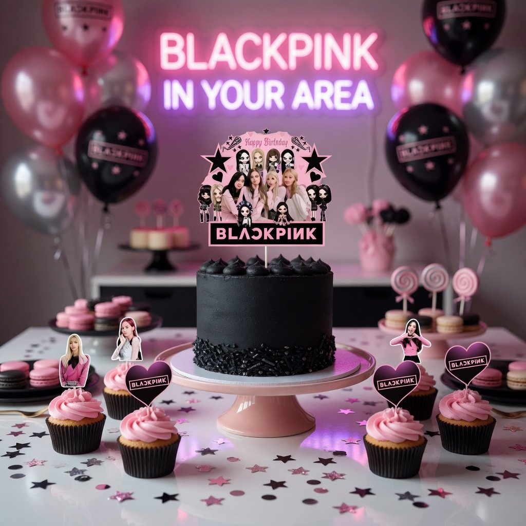 BLACK PİNK Cake topper s(5oli cupca-20likü-1 pasta
