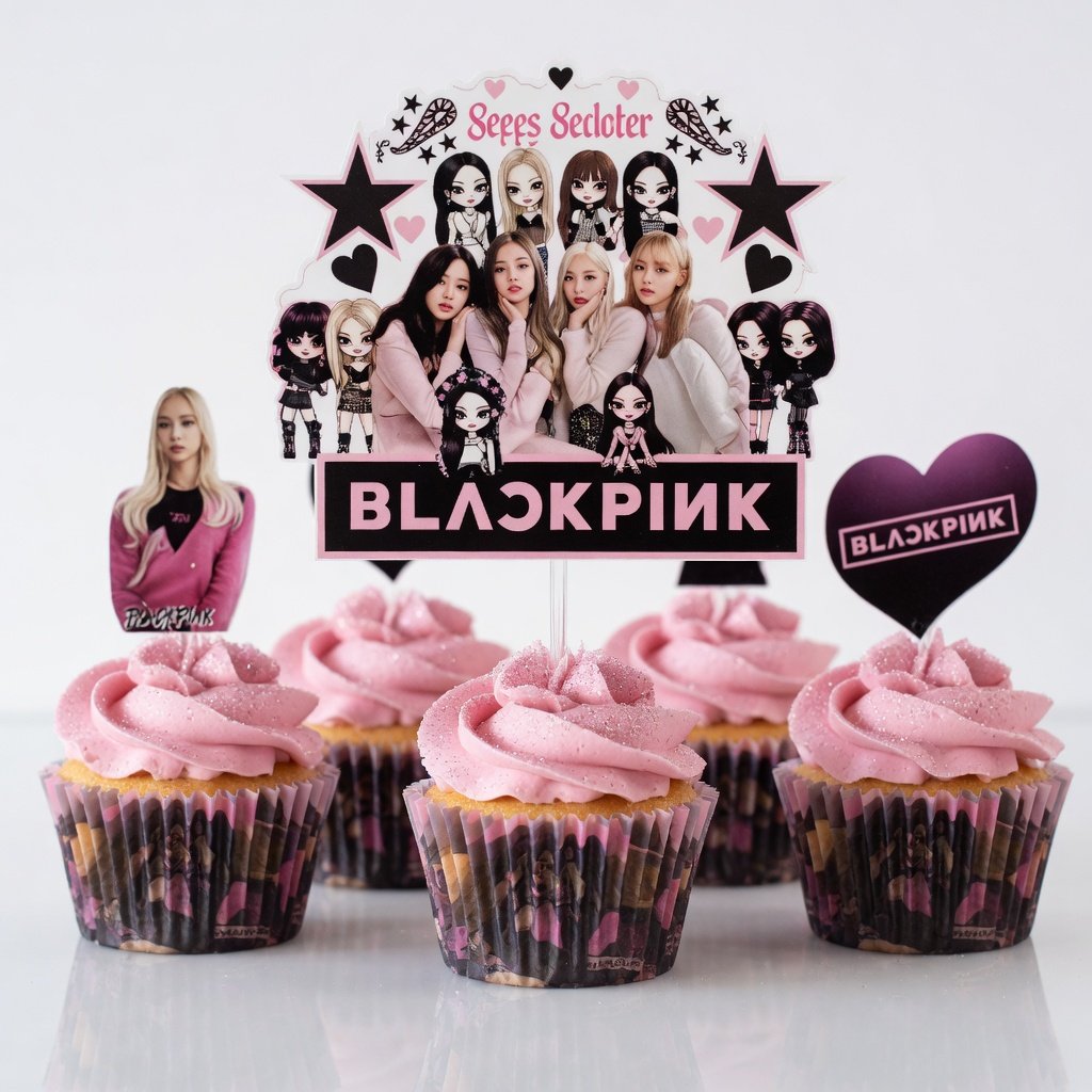 BLACK PİNK Cake topper s(5oli cupca-20likü-1 pasta