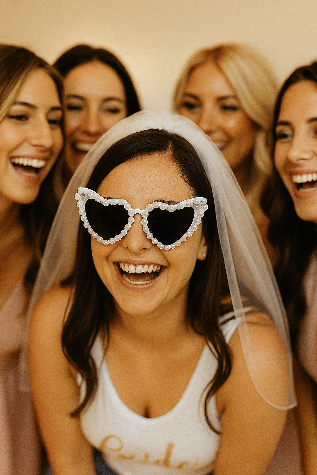 Bride Bekarlığa Veda Gelin Gözlüğü Kalp Şekinde incili beyaz göz