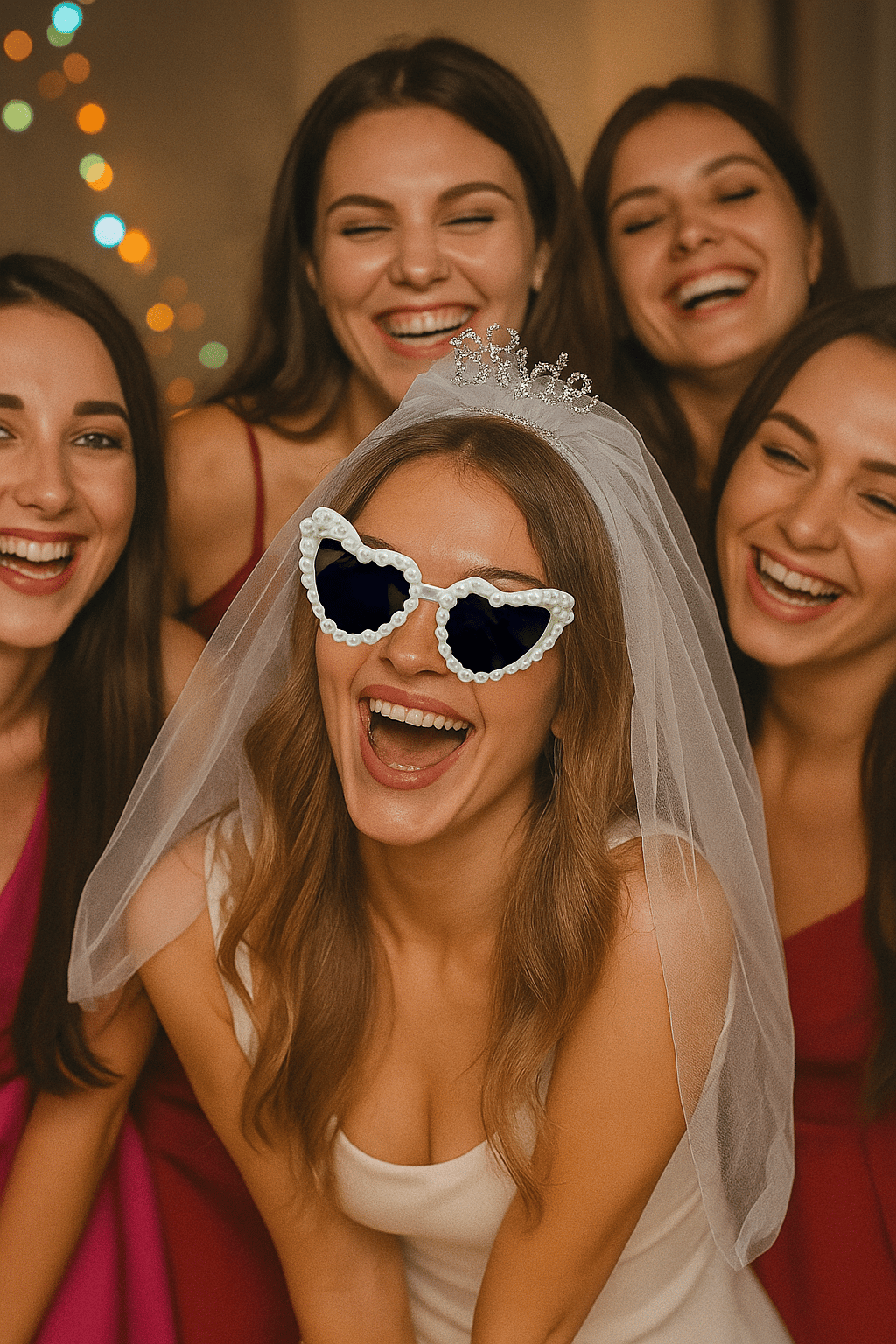 Bride Bekarlığa Veda Gelin Gözlüğü Kalp Şekinde incili beyaz göz